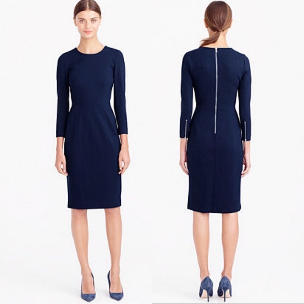 J. CREW Classic Navy Long Sleeve Ponte Knit Dress
